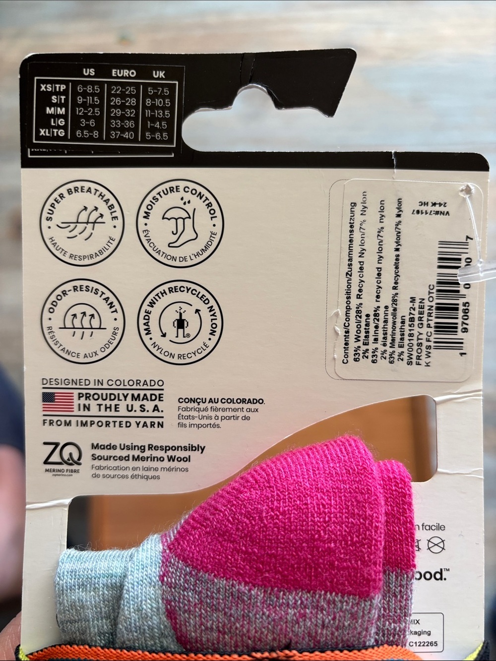 Smartwool Kids Wintersport Grey and Pink Merino Wool Socks - Picture 2 of 4